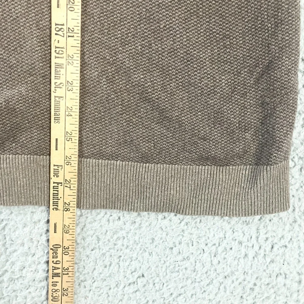 Eddie Bauer‎ Sweater Mens Large Brown Cotton Cashmere V Neck Knit Pullover